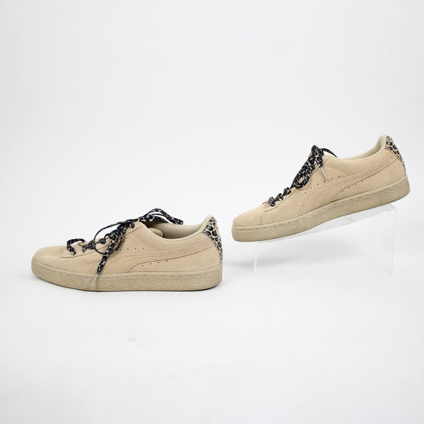 Puma Suede Sz 9 Tan Animal Print Leather Textile Rubber Sole Tennis Shoes