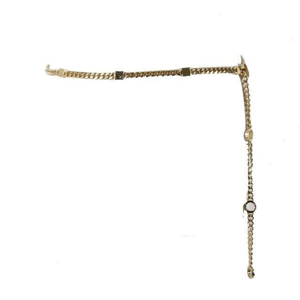 St John Couture Goldtone Chain Link SJ Station Logo Squares 45" Waist Chain Belt