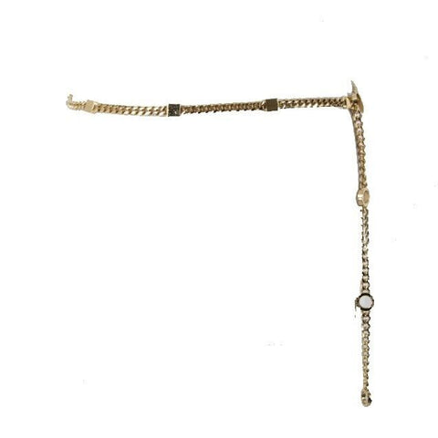 St John Couture Goldtone Chain Link SJ Station Logo Squares 45" Waist Chain Belt