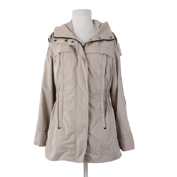 Montanaco Jacket Sz S Tan Animal Print Inside Collared Pockets Poly Nylon Jacket