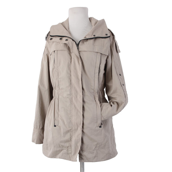 Montanaco Jacket Sz S Tan Animal Print Inside Collared Pockets Poly Nylon Jacket