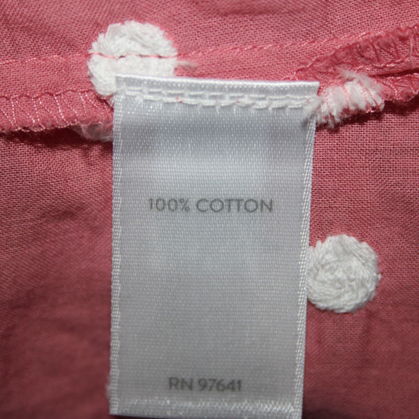 J Jill NEW $89 Sz XS Pink White Polka Dots Buttons Collared 100% Cotton Top