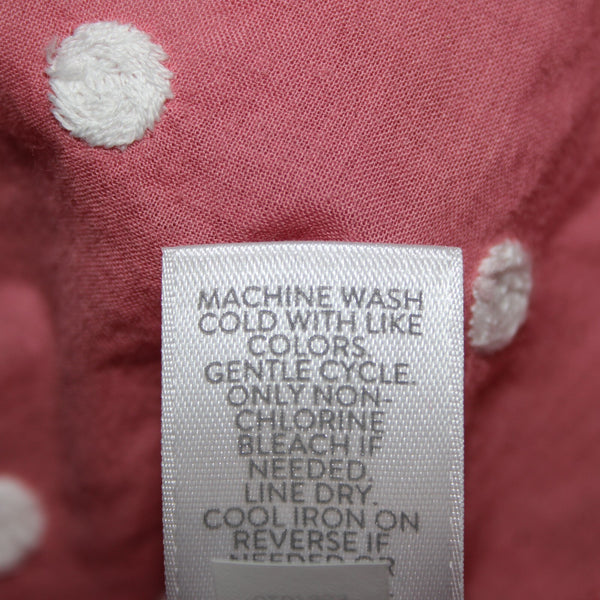 J Jill NEW $89 Sz XS Pink White Polka Dots Buttons Collared 100% Cotton Top