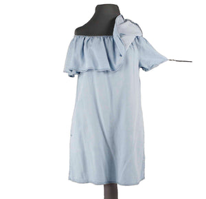 Sanctuary Sz XS Chambray Blue Off Shoulder Ruffled Pocketed Tencel Stella Dress
