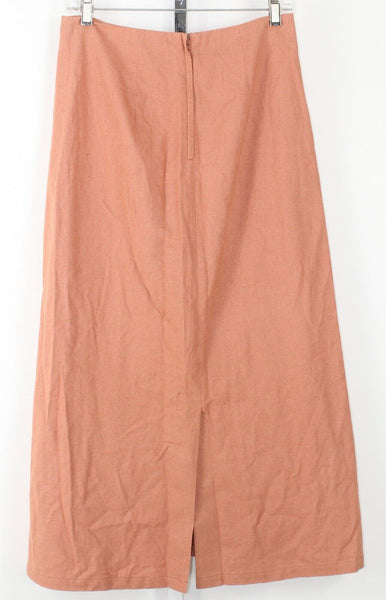 Solola Sz 38 Dark Peach Multi Applique Embroidered Linen Blend Boho Skirt