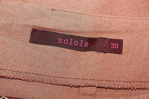Solola Sz 38 Dark Peach Multi Applique Embroidered Linen Blend Boho Skirt
