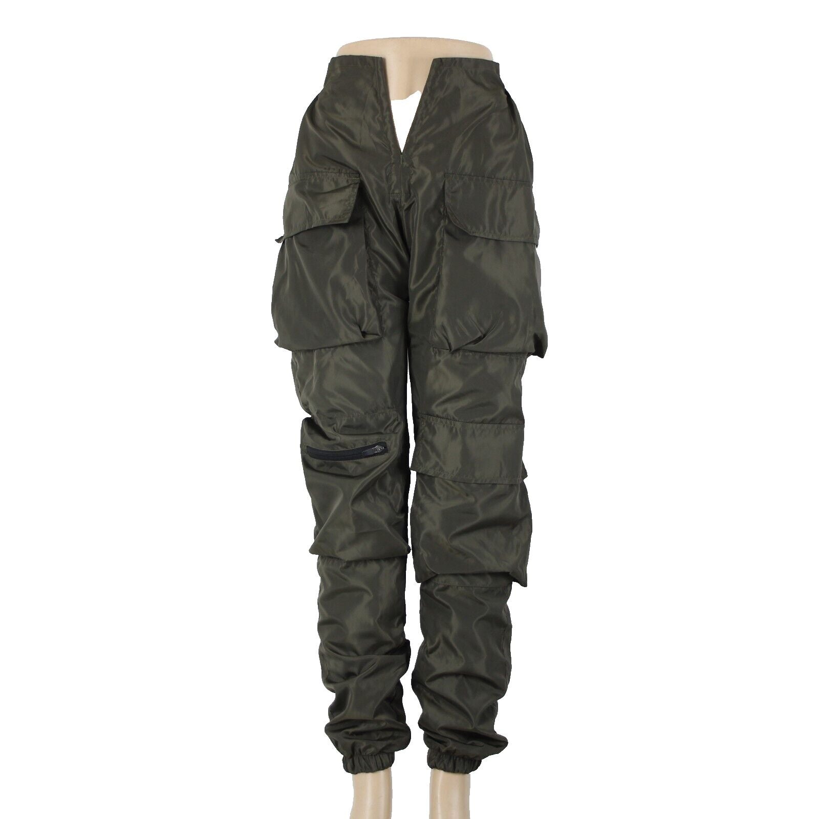 Varenne NEW Sz XS x 34 Green Cargo Pockets Elastic Waist Lined No Fabric Pant