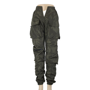 Varenne NEW Sz XS x 34 Green Cargo Pockets Elastic Waist Lined No Fabric Pant