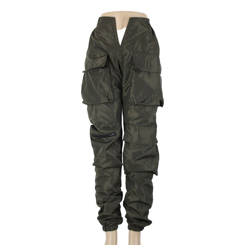 Varenne NEW Sz XS x 34 Green Cargo Pockets Elastic Waist Lined No Fabric Pant