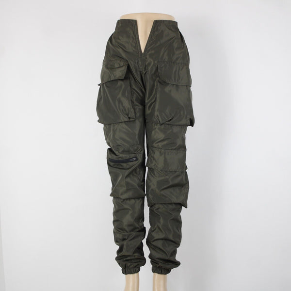 Varenne NEW Sz XS x 34 Green Cargo Pockets Elastic Waist Lined No Fabric Pant