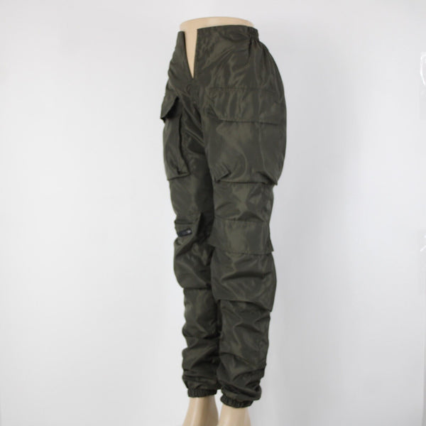 Varenne NEW Sz XS x 34 Green Cargo Pockets Elastic Waist Lined No Fabric Pant