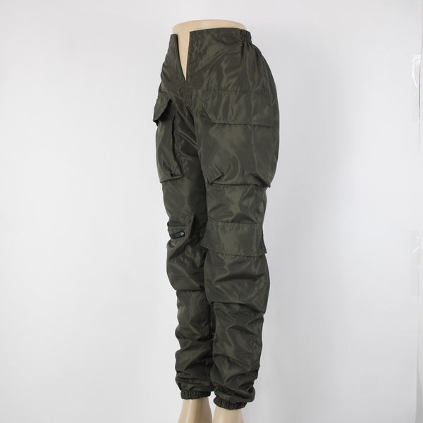 Varenne NEW Sz XS x 34 Green Cargo Pockets Elastic Waist Lined No Fabric Pant