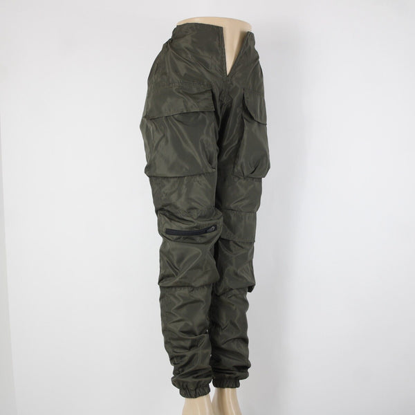 Varenne NEW Sz XS x 34 Green Cargo Pockets Elastic Waist Lined No Fabric Pant