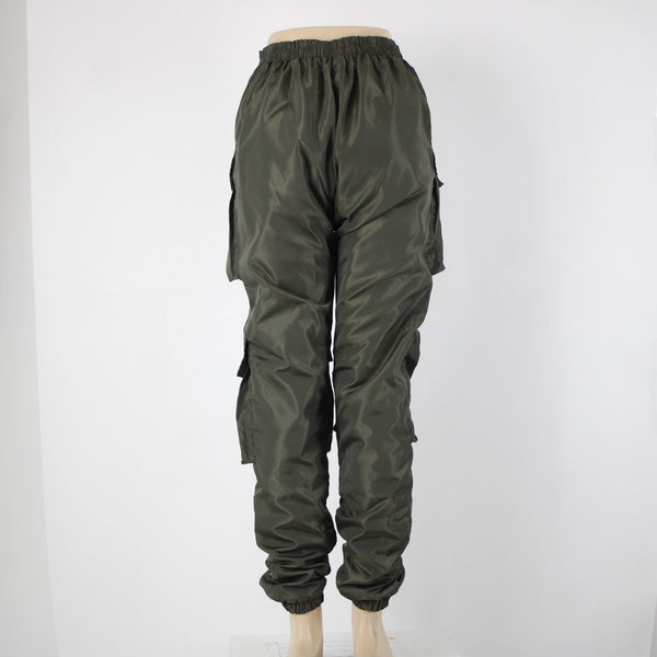 Varenne NEW Sz XS x 34 Green Cargo Pockets Elastic Waist Lined No Fabric Pant