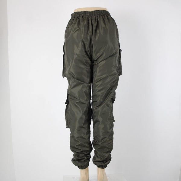 Varenne NEW Sz XS x 34 Green Cargo Pockets Elastic Waist Lined No Fabric Pant