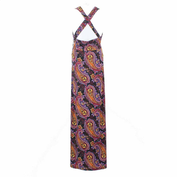 Tiana B NEW $79 Sz XL Black Purple Multi Polyester Spandex Halter Long Dress