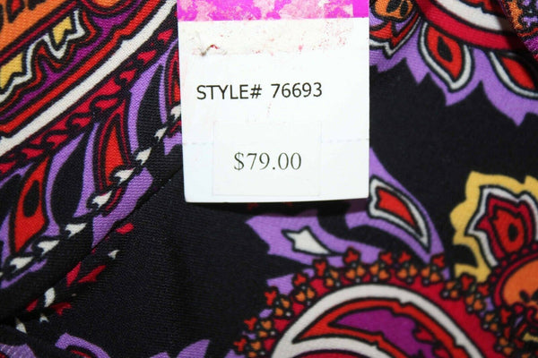 Tiana B NEW $79 Sz XL Black Purple Multi Polyester Spandex Halter Long Dress