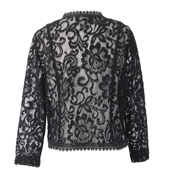 Tahari Wrap Jacket Sz 8 Black Embroidered Lace Sheer 100% Polyester Wrap
