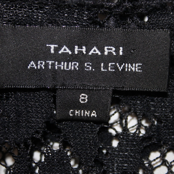 Tahari Wrap Jacket Sz 8 Black Embroidered Lace Sheer 100% Polyester Wrap