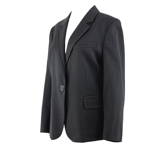 Ellen Tracy NEW $238 Sz 12 Black Collared One Button Lined Wool Poly Blazer