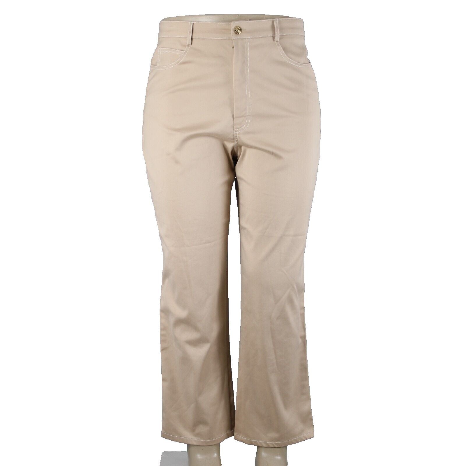 St John Sport Sz 14 x 29 Tan Pocketed Straight Leg Cotton Polyamide Lycra Pant