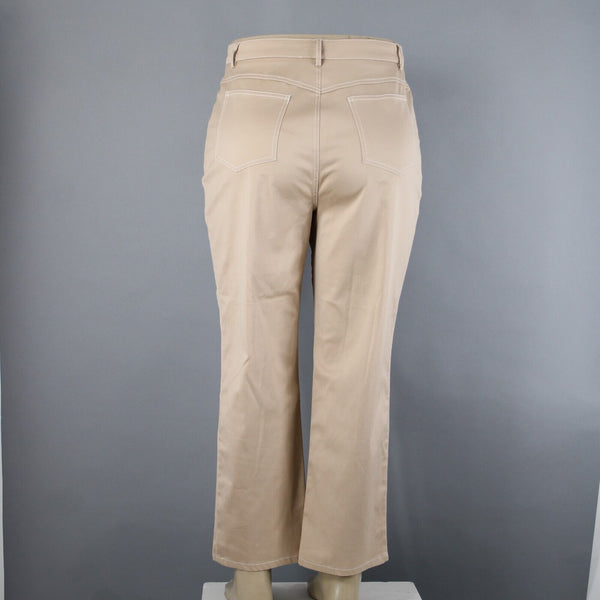 St John Sport Sz 14 x 29 Tan Pocketed Straight Leg Cotton Polyamide Lycra Pant