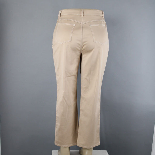 St John Sport Sz 14 x 29 Tan Pocketed Straight Leg Cotton Polyamide Lycra Pant