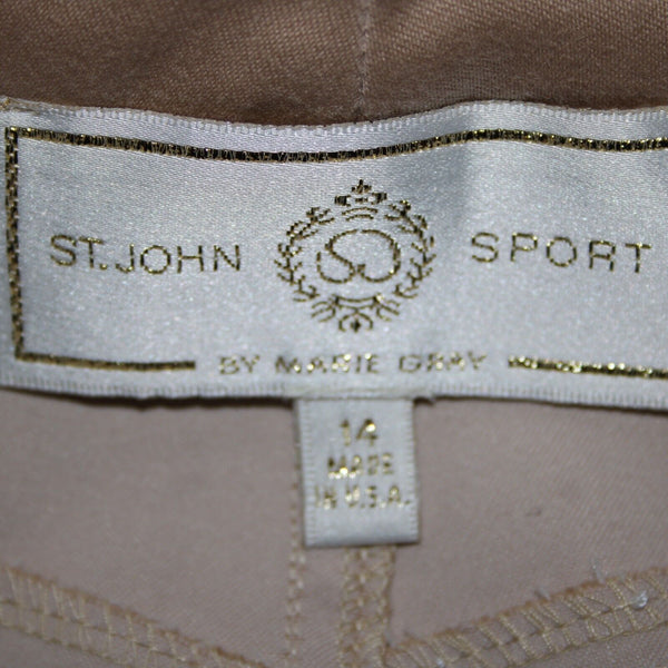 St John Sport Sz 14 x 29 Tan Pocketed Straight Leg Cotton Polyamide Lycra Pant