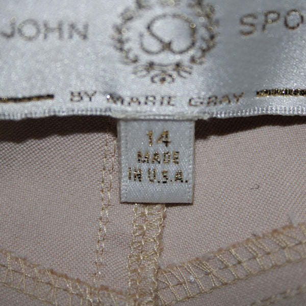 St John Sport Sz 14 x 29 Tan Pocketed Straight Leg Cotton Polyamide Lycra Pant