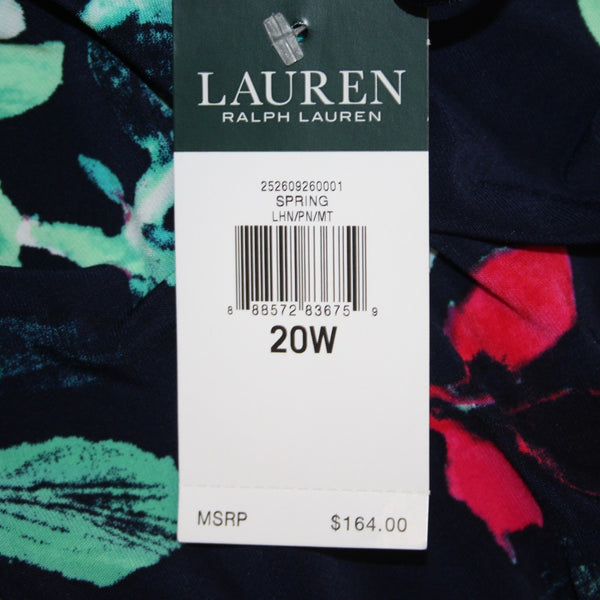 Lauren Ralph Lauren Dress NEW $164 Sz 20W Navy Multi Floral Spring Poly Dress
