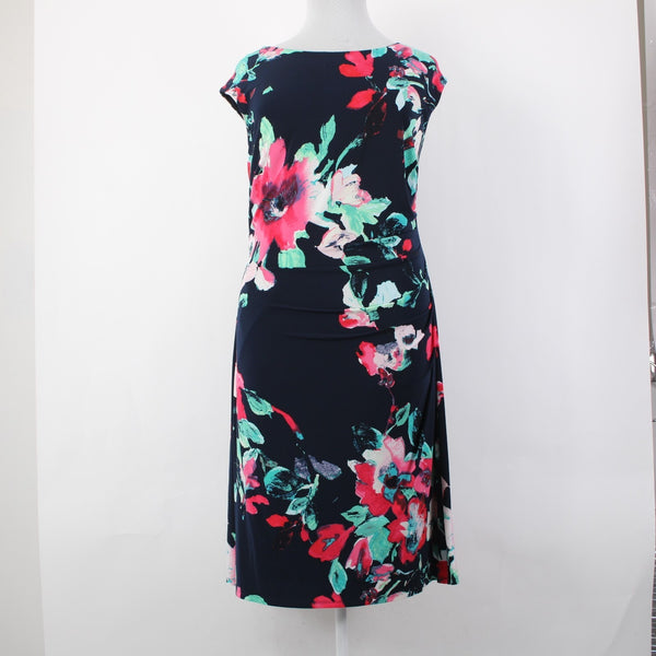 Lauren Ralph Lauren Dress NEW $164 Sz 20W Navy Multi Floral Spring Poly Dress