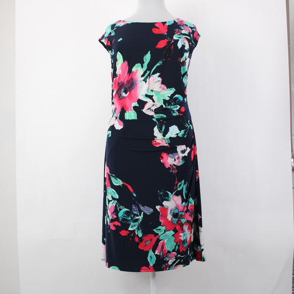 Lauren Ralph Lauren Dress NEW $164 Sz 20W Navy Multi Floral Spring Poly Dress