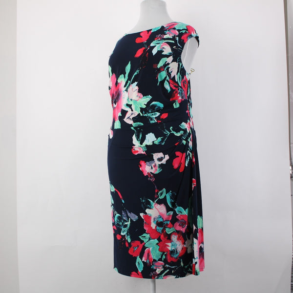 Lauren Ralph Lauren Dress NEW $164 Sz 20W Navy Multi Floral Spring Poly Dress