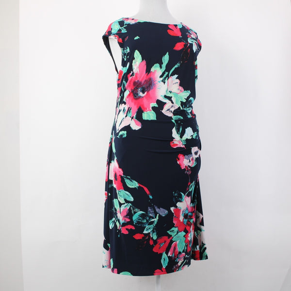 Lauren Ralph Lauren Dress NEW $164 Sz 20W Navy Multi Floral Spring Poly Dress
