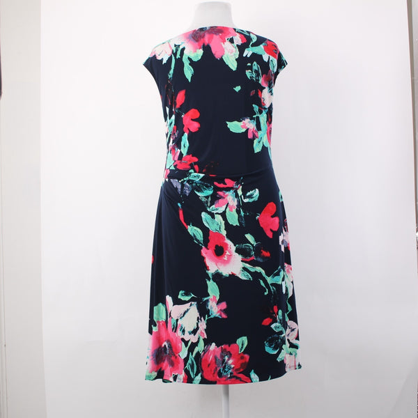 Lauren Ralph Lauren Dress NEW $164 Sz 20W Navy Multi Floral Spring Poly Dress