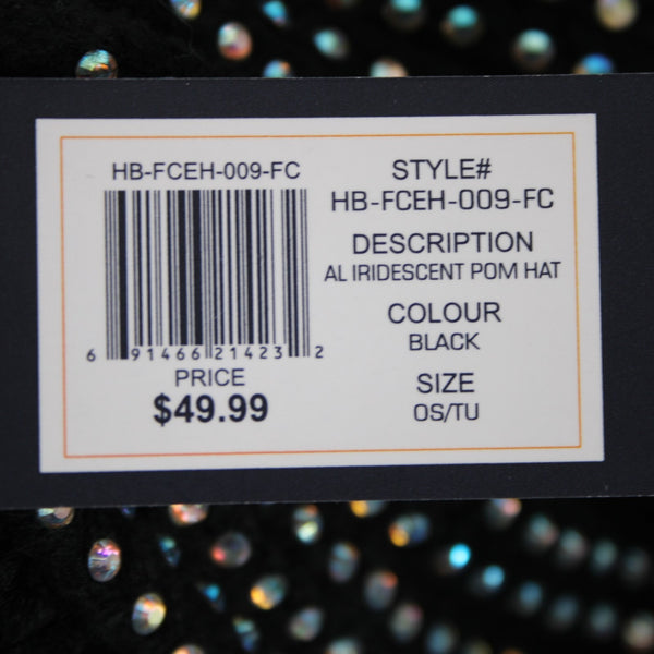 French Connection NEW $50 Sz OS Black Rhinestones 100% Acrylic Beanie