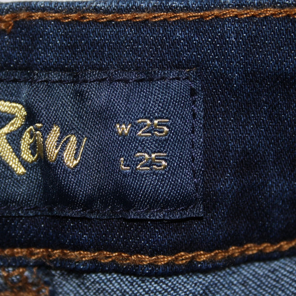 Indio Rein Jeans NEW $44 Sz 25 x 30 Blue Denim Distressed Crop Cotton Poly Jeans