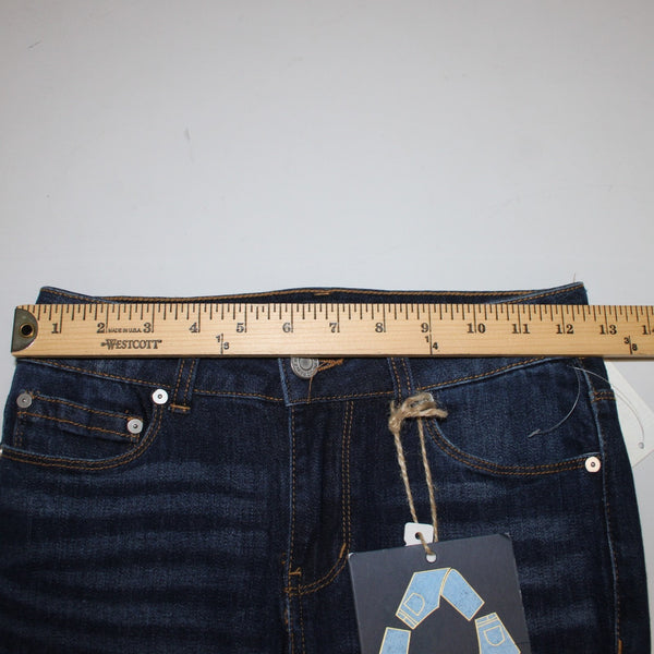 Indio Rein Jeans NEW $44 Sz 25 x 30 Blue Denim Distressed Crop Cotton Poly Jeans
