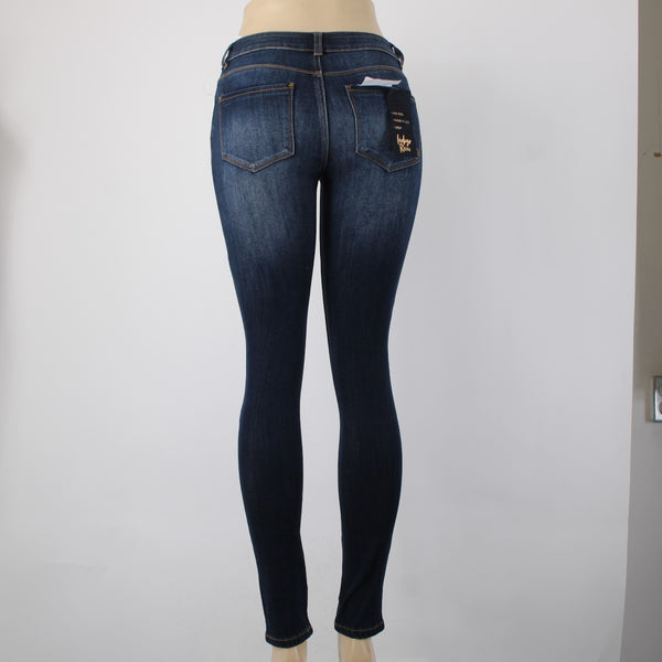 Indio Rein Jeans NEW $44 Sz 25 x 30 Blue Denim Distressed Crop Cotton Poly Jeans