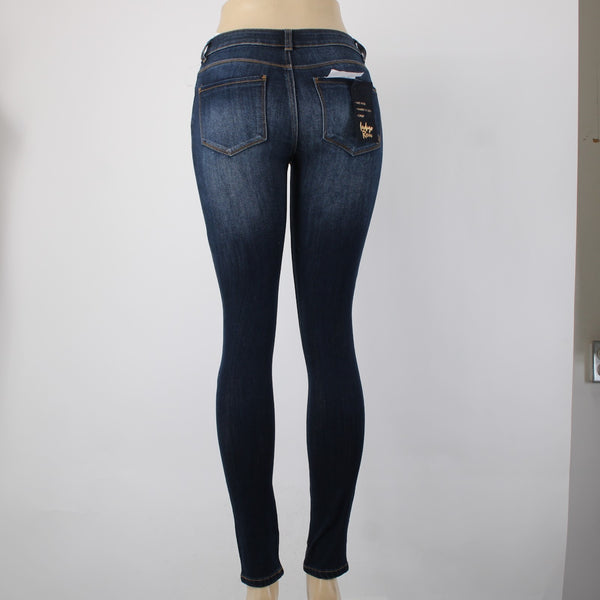 Indio Rein Jeans NEW $44 Sz 25 x 30 Blue Denim Distressed Crop Cotton Poly Jeans