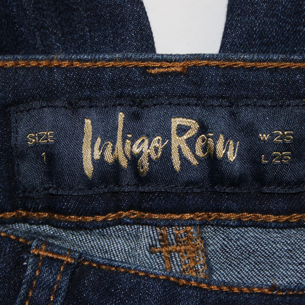 Indio Rein Jeans NEW $44 Sz 25 x 30 Blue Denim Distressed Crop Cotton Poly Jeans