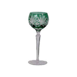 Bohemian Czechoslovakia Crystal Cut Green 8.5" Wine Glass