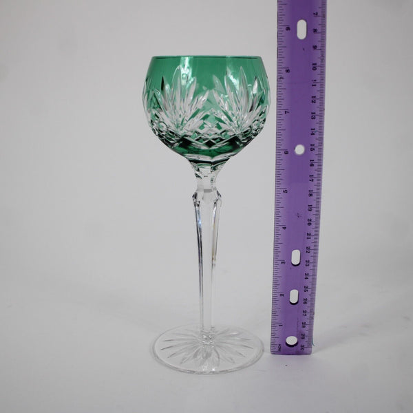 Bohemian Czechoslovakia Crystal Cut Green 8.5" Wine Glass