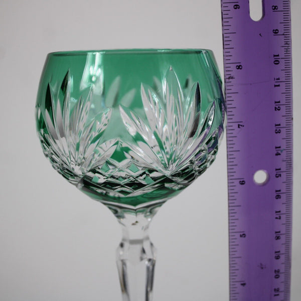 Bohemian Czechoslovakia Crystal Cut Green 8.5" Wine Glass