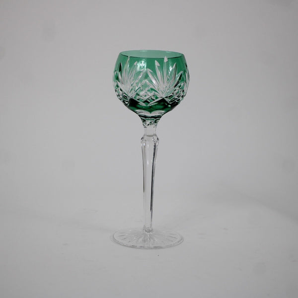 Bohemian Czechoslovakia Crystal Cut Green 8.5" Wine Glass
