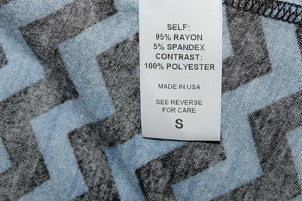 Shanley Sz S Black Blue Zig Zag Hi Lo Chiffon Rayon Spandex Poly Knit Top