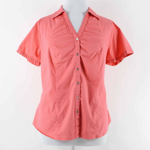 Lane Bryant Sz 20 Coral Button Up Fitted Cotton Blend Top