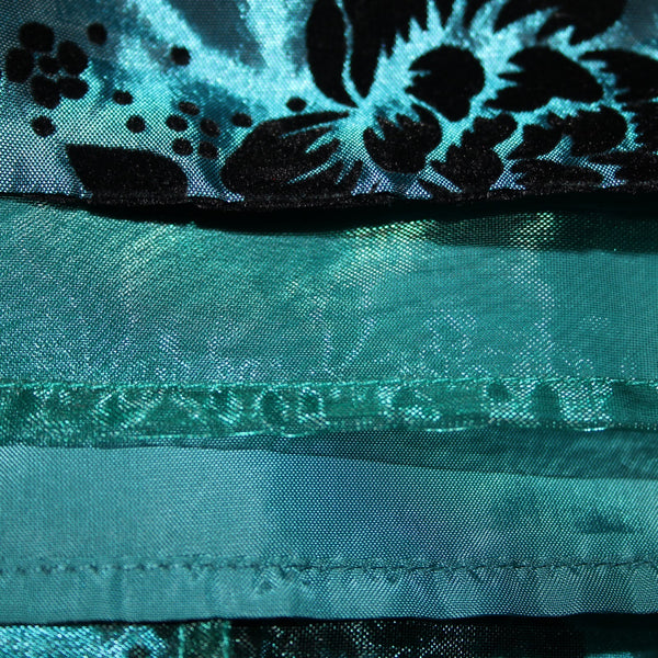 Geode Sz S Teal Blue Black Velour Floral Zip Lined 100% Polyester Dress