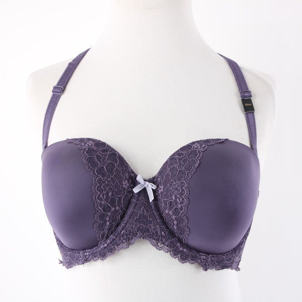 Victoria's Secret NEW Sz 34DD Purple Lace Trim Convertible Strap Nylon Blend Bra