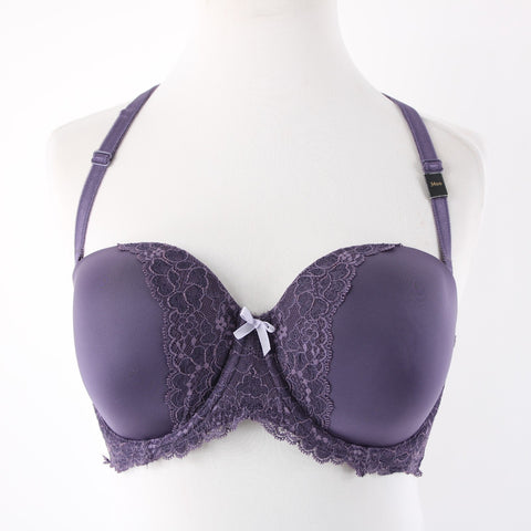 Victoria's Secret NEW Sz 34DD Purple Lace Trim Convertible Strap Nylon Blend Bra